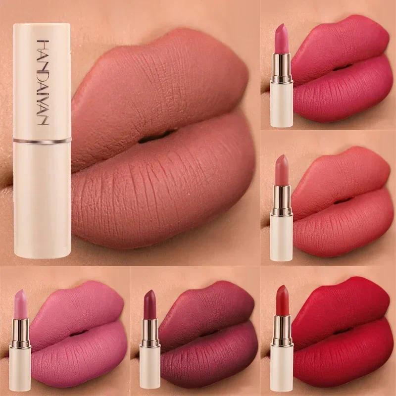 Handaiyan 8 warna Matte tahan air beludru Nude lipstik seksi merah coklat pigmen Makeup tahan lama L