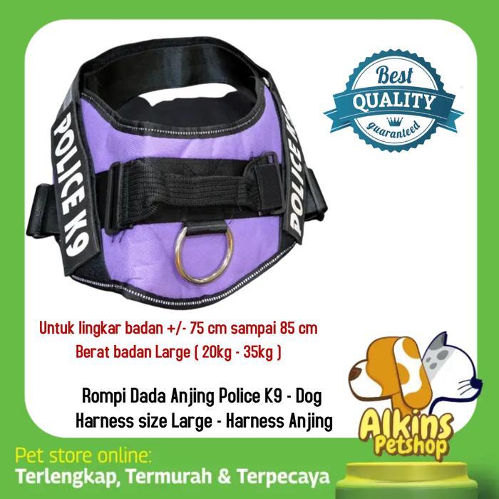 Rompi Dada Anjing Police K9 - Dog Harness size Large - Harness Anjing