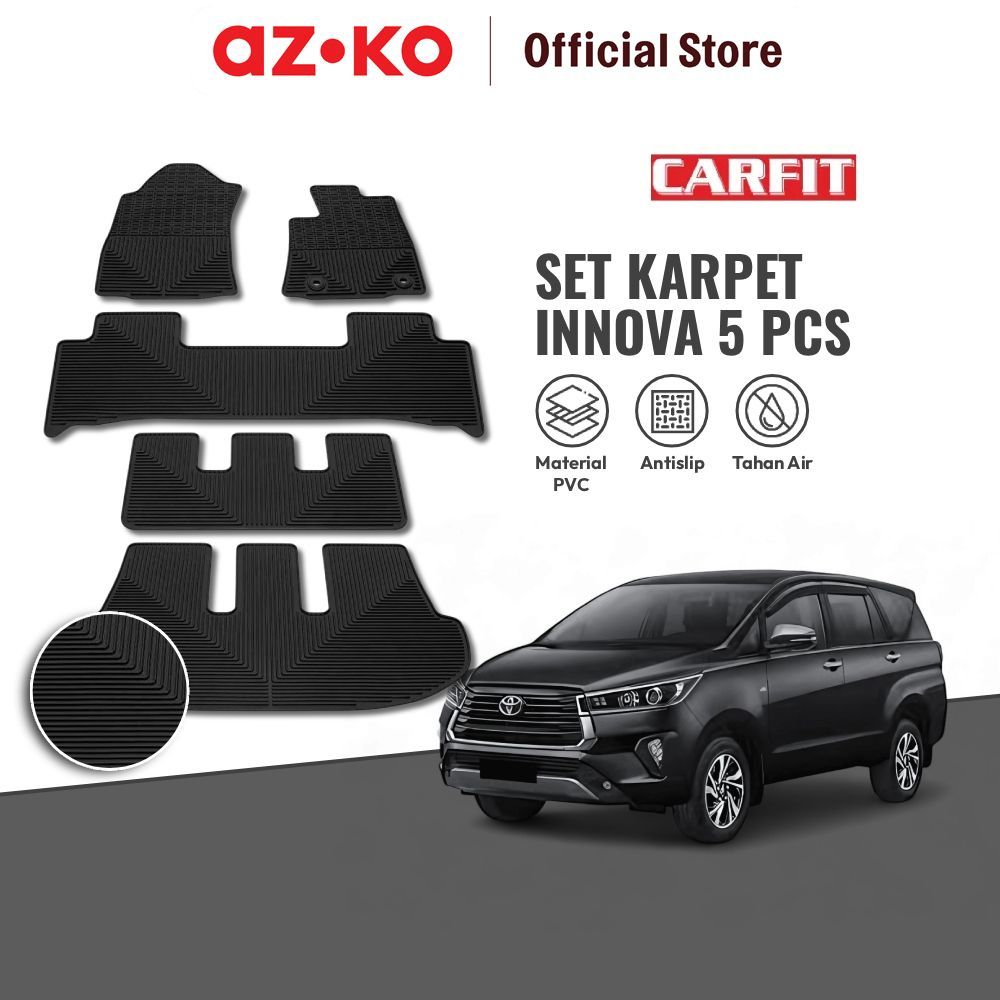 AZKO Carfit Set 5 Pcs Karpet Mobil Innova New Gen - Hitam Car Carpet Aksesoris Alas Interior Mobil C