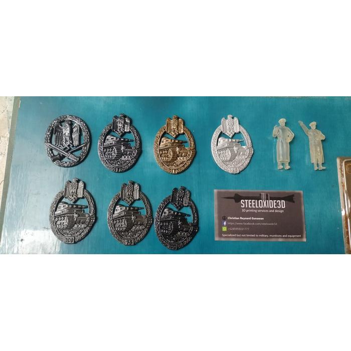 Pin Jerman WWII Panzer Badge hasil 3D print - default grey