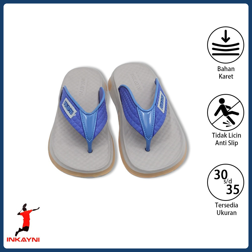 INKAYNI Sandal Jepit Pria Remaja Anak Laki-laki Size-30-35 Flip Flop Bahan Karet Casual Anti Slip sa