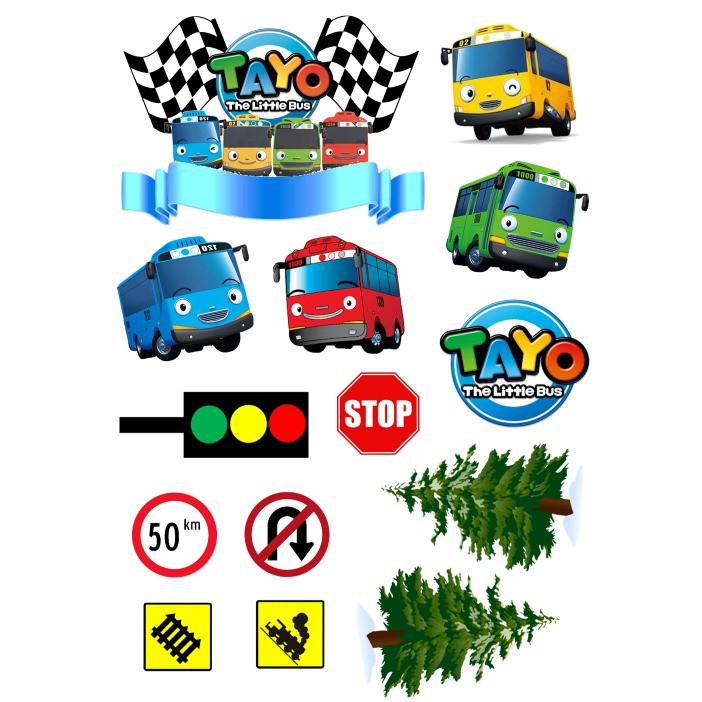 TOPPER TAYO/ Topper Birthday TAYO/Hiasan Kue ULTAH TAYO Custom Nama