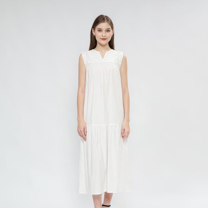 GENKA - Dress Panjang Tanpa Lengan Yura Korean Style - Broken white