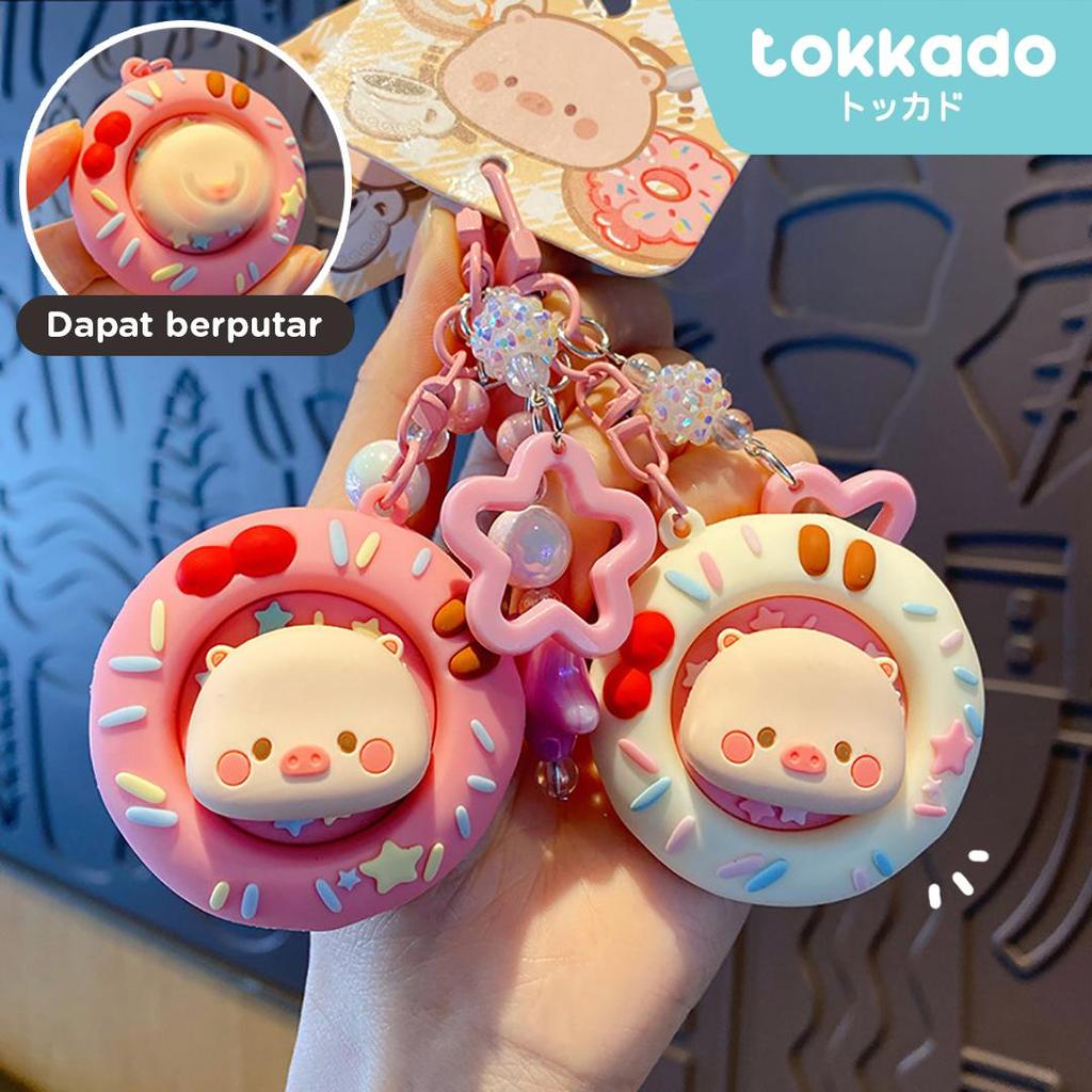 TOKKADO Piggy Spinner Bag Charm Keychain Gantungan Kunci Tas Fidget Putar Babi Lucu