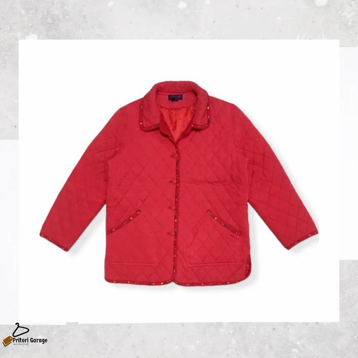 Harington Blazer Down Puffer Floral Jacket White Horse Red Vintage