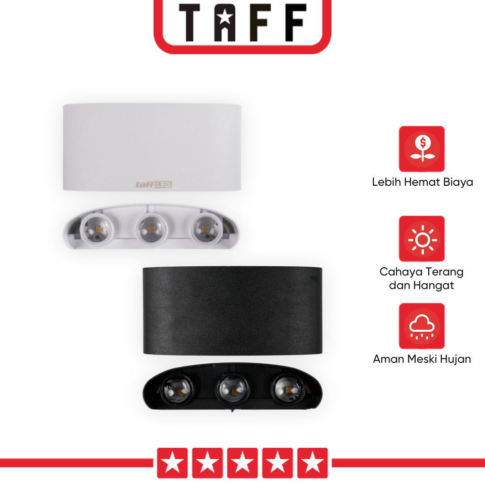 TAFFLED Lampu Dinding LED Indoor Plastic Body 6 LED Warm White 6W - 6T