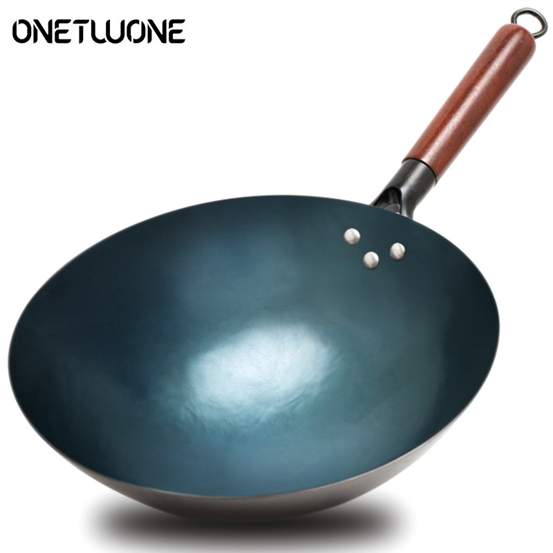 Household Iron Wok Iron Pot Traditional Hand Forged Without Coating Iron Wok 30/32cm Old-style iron 