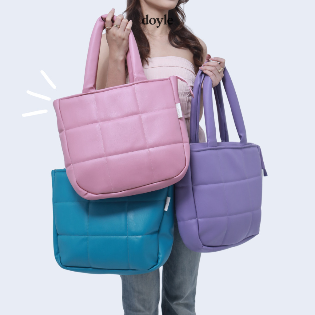 Tas Laptop Puff Tote Bag Unisex, Anti Air, Material Polyester, 14 Inch - Doyle Pilvy