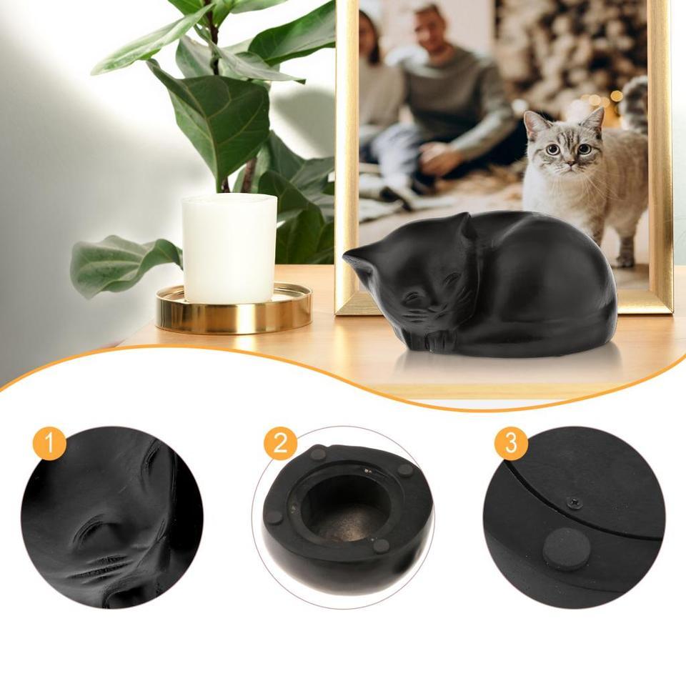 Pet Cremation Urn Storage Sculpture Pet Memorial Figurine Burial Funeral Urn Wooden Cat Urn Memorial