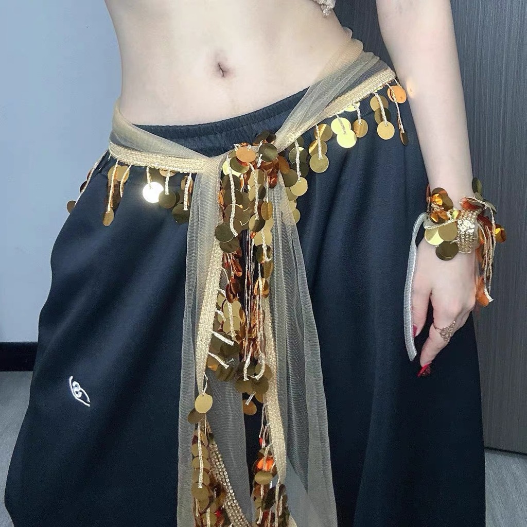 Jazz Kentut Tirai Berpayet Pinggang Handuk Tari Pinggang Tari Hip Serasi Hip Handuk