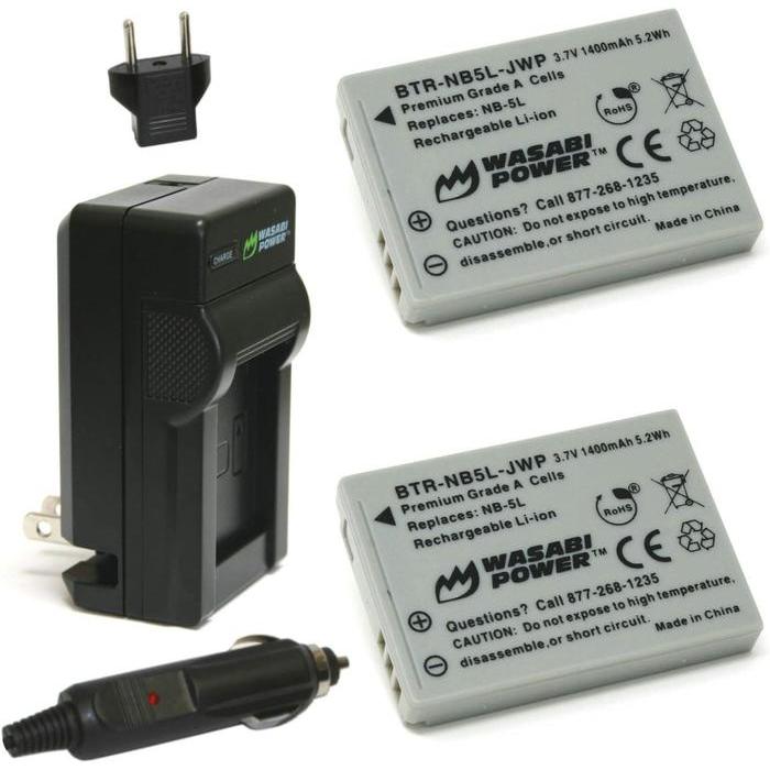 Wasabi Power Battery & Charger for Canon NB-5L NB5L Baterai IXUS 90 800 850 860 870 900 950 960 970 