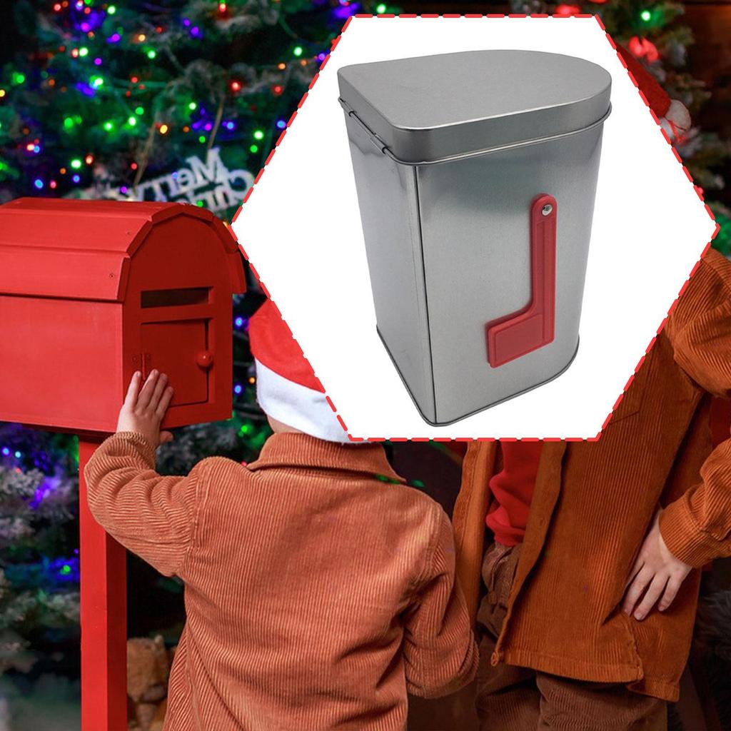 Tinplate Mailbox Christmas Storage Tin Retro Style Decor Present Box for