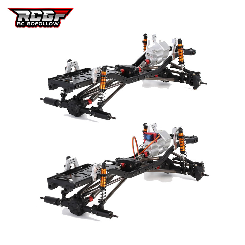 RCGOFOLLOW 313mm Metal Chassis Frame with Prefixal Single/2-Speed Transmission for 1/10 RC Crawler A