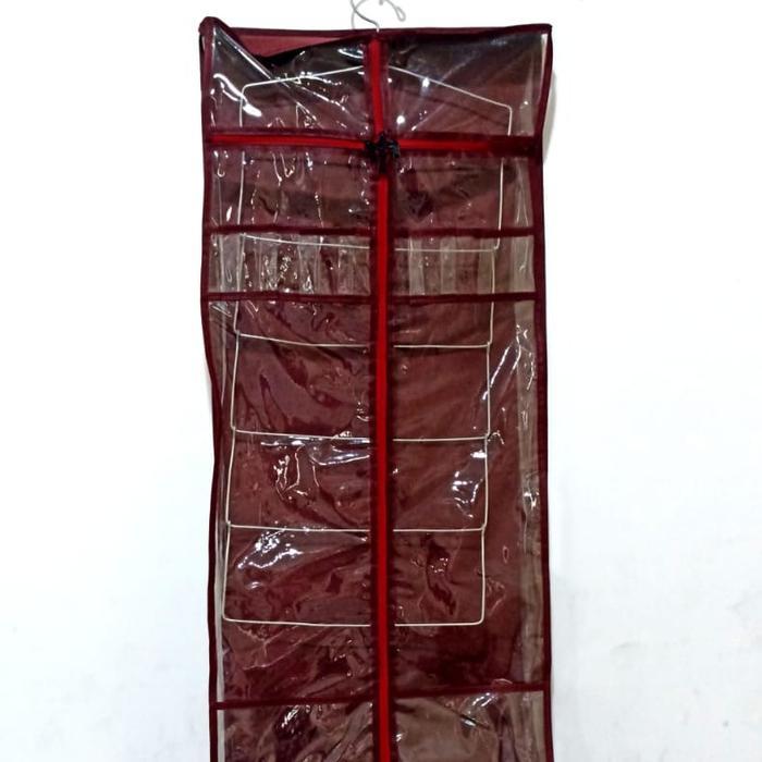 RAK HIJAB RAK jilbab Gantung Premium Ukuran Jumbo Besi Logam Tegak Dapat disesuaikan - maroon