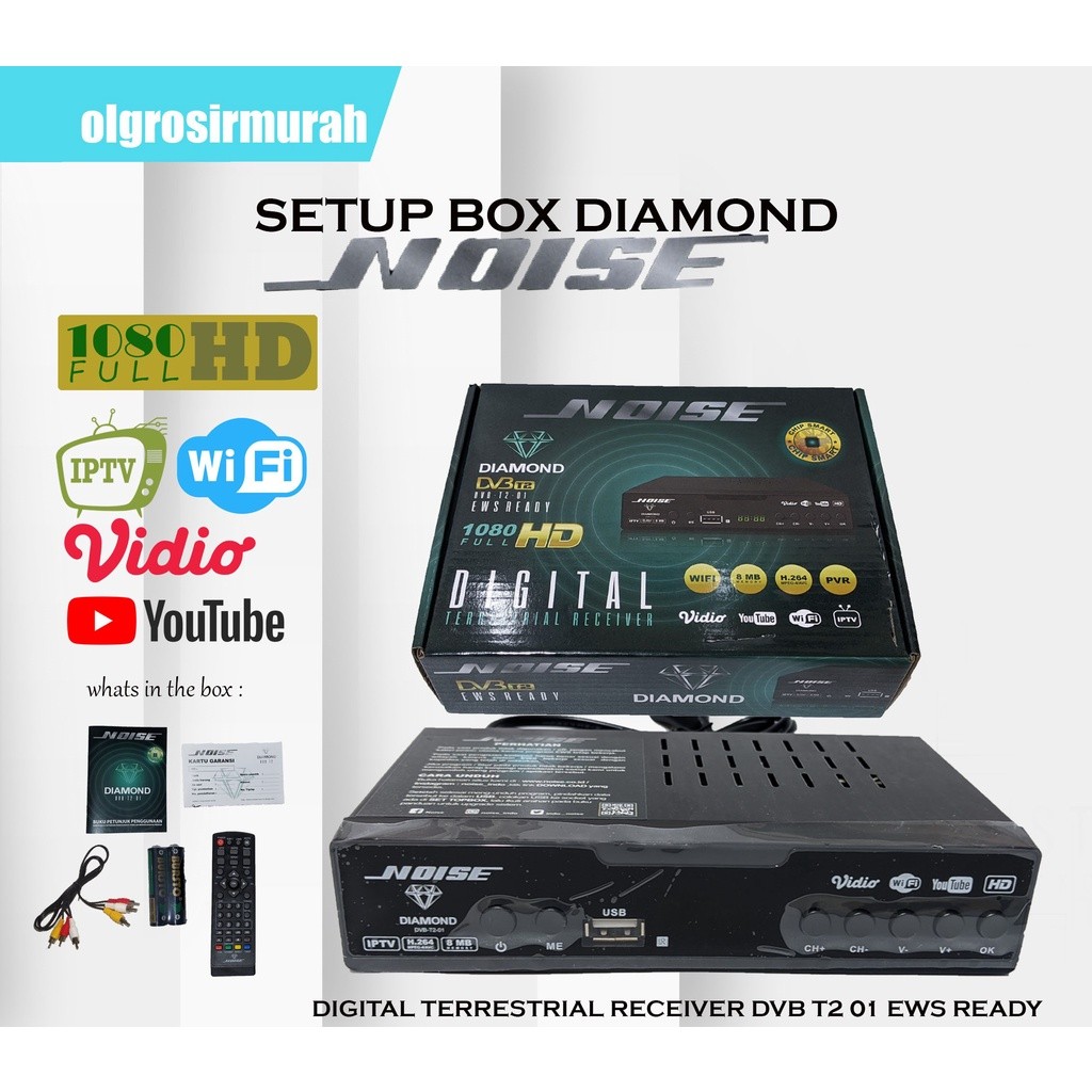 baru STB Set Top Box Diamond Noise DIgital TV Receiver DVBT2 01 EWS Ready 1080 FHD Wifi Youtube Vidi