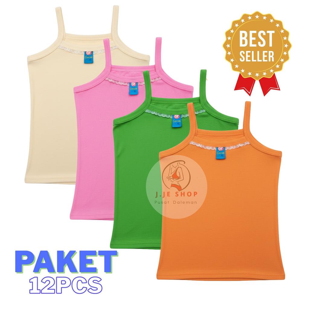 Paket 12 Pcs Singlet Renda Warna Cantik Lembut - Singlet Anak Perempuan Renda dan Remaja Singlet SD 