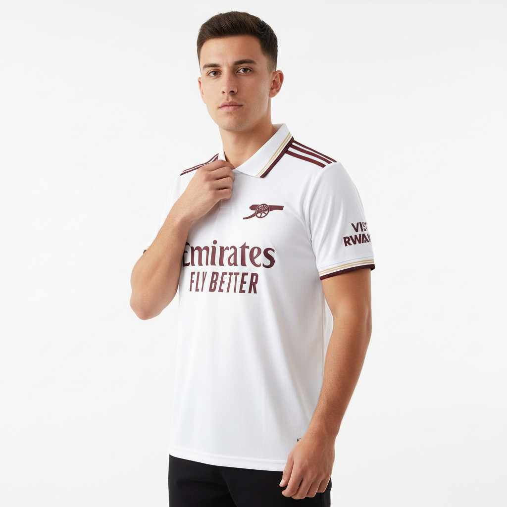 Jersey Arsnl 2025 2026 3rd Third Baju Bola Putih Kerah Pasang Custom Sablon Nama Nomor Punggung Name