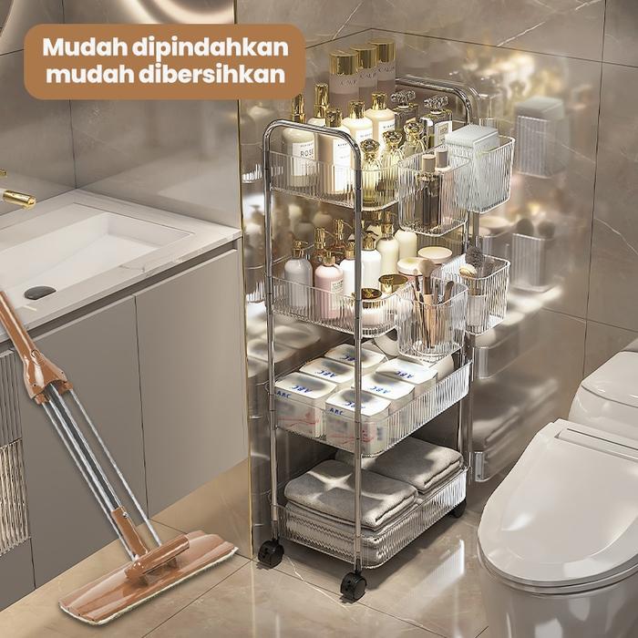 Megam Rak Troli Susun Kosmetik Serbaguna Rak Kamar Mandi Dapur rak serbaguna ikea rak trolley Roda T