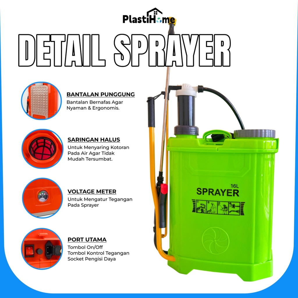 Plastihome Sprayer 16L/18L Manual & Elektrik Alat Semprot Pertanian Backpack Sprayer Penyemprot Hama