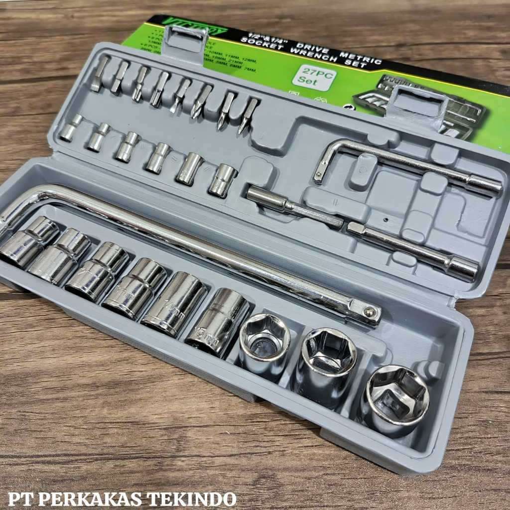 Kunci Shock Sok Set 27 Pcs Victory Socket Wrench 1 Set Komplit / Tersedia Juga Sock Tekiro Lengkap