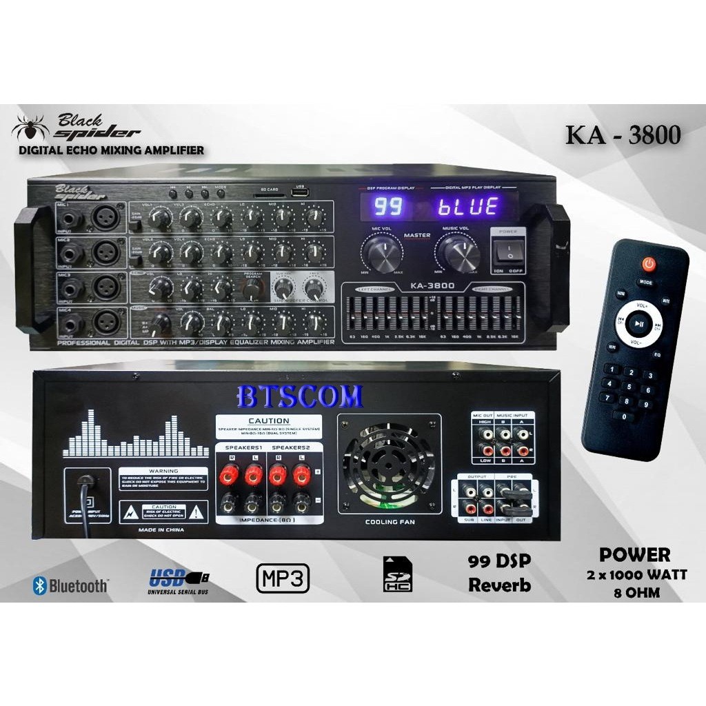 AMPLIFIER BLACK SPIDER KA 3800 KA3800 VIDEO IN OUT KEY CONTROL