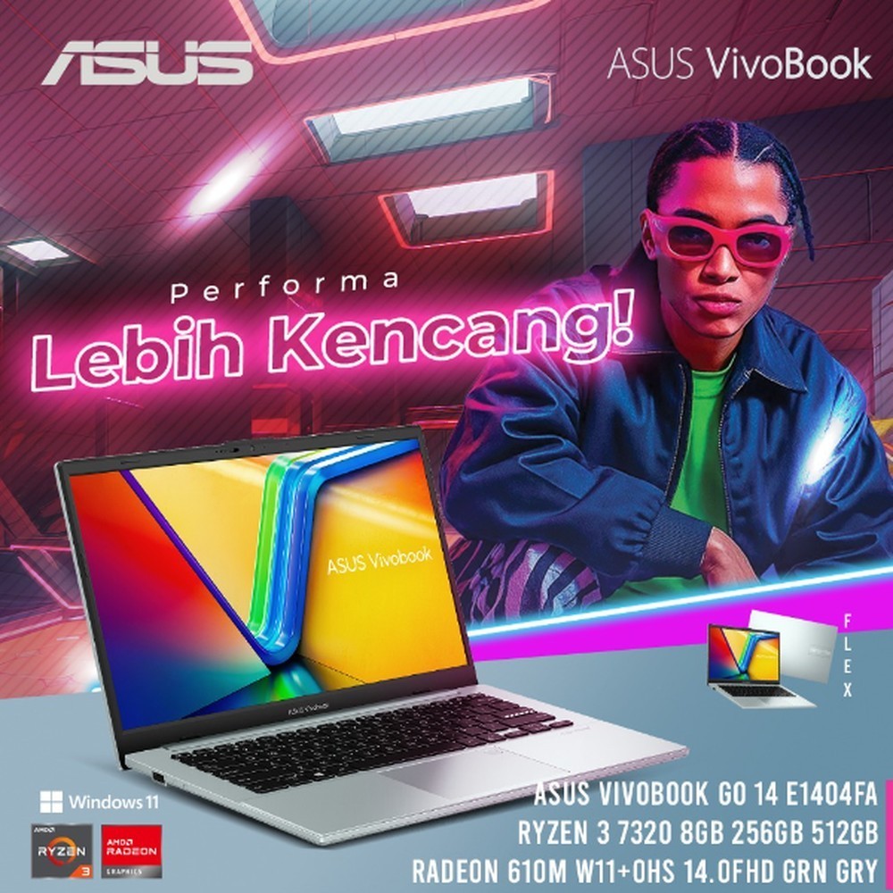 ASUS VIVOBOOK GO 14 E1404FA RYZEN 5 7520 8GB 512GB W11 14.0FHD VIPS + M365B + OFFICE