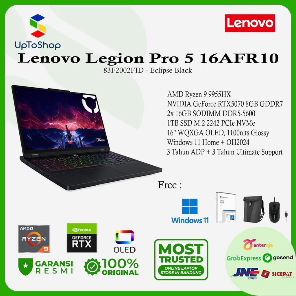 Lenovo Legion Pro 5 16AFR10 2FID Ryzen 9 9955HX 32GB 1TB 16" RTX5070 W11+M365+OH2024