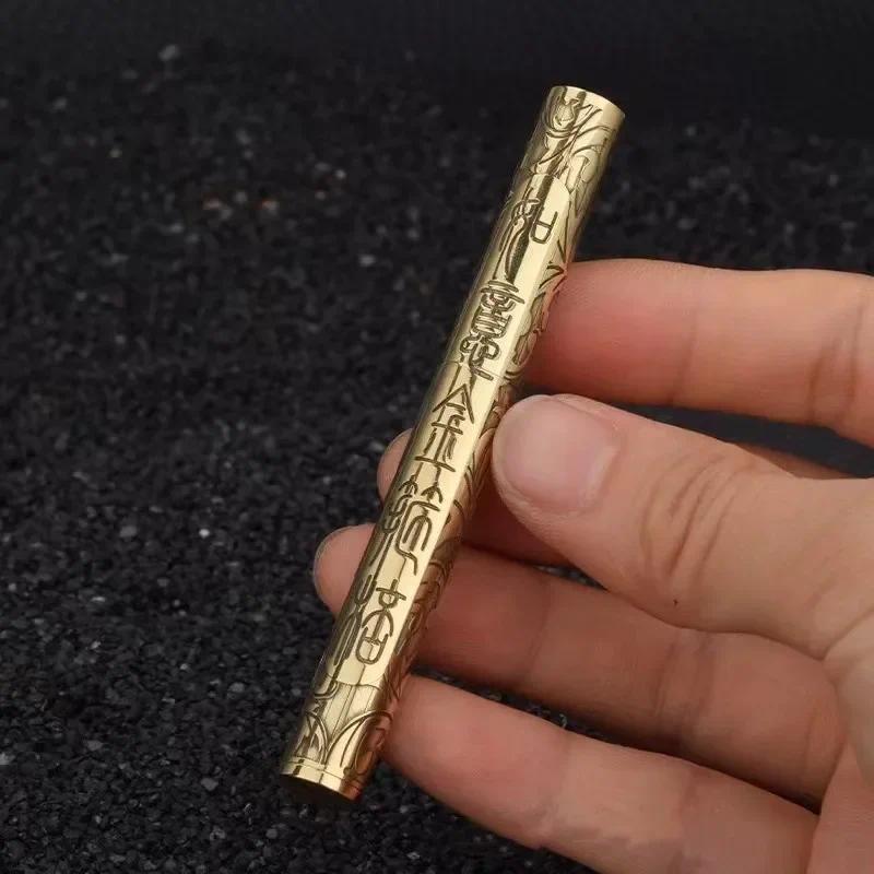 Retro Brass Kerosene Lighter Nunchaku Style Free Fire Grinding Wheel Flint Cigarette Lighter Gasolin