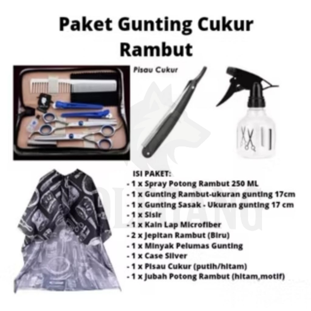 set perlengkapan barber cukur potong rambut, set perlengkapan murah set alat barber