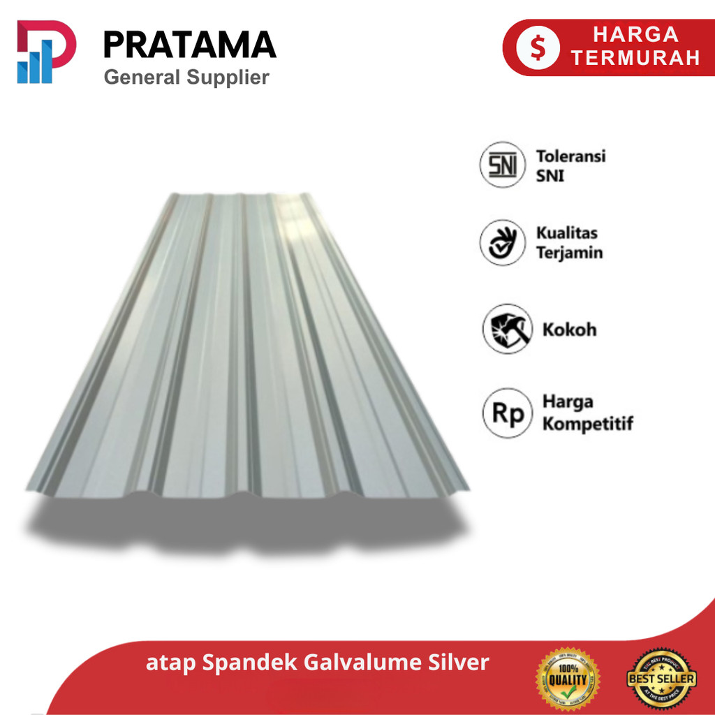 Atap Spandek Galvalum Panjang 3m 4m 5m 6m CM lebar 75cm