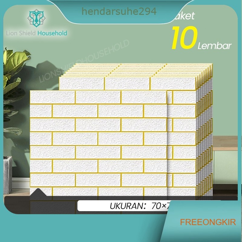 Paket 10 Lembar Wallpaper Dinding Garis emas Ukuran Besar 70cmx70cmx5mm 3D Foam Bata Classic Walpape