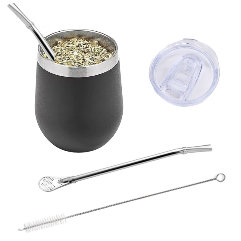 Yerba Mate Gourd Set Double-Wall Stainless Steel Mate Tea Cup and Bombilla Set Includes Yerba Mate G