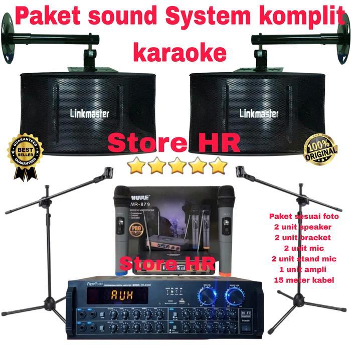 paket karaoke super komplit set sound System ampli power mic stand