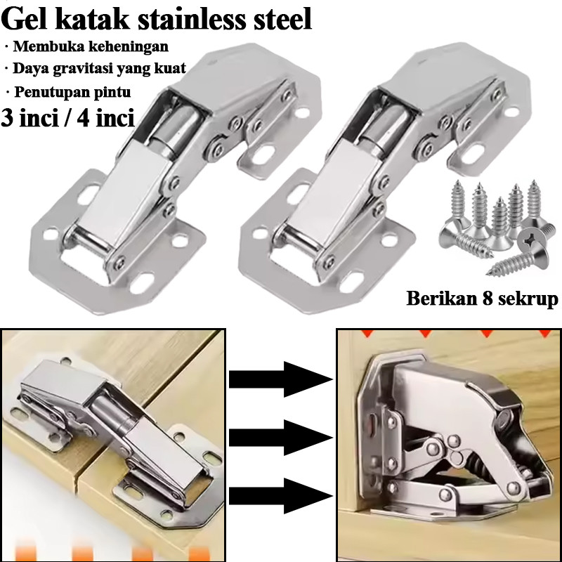 ENGSEL KODOK 3" 4" 90 DERAJAT / ENGSEL SENDOK PINTU LEMARI TANPA BOBOK ENGSEL JEMBATAN HIDROLIK 3" 4