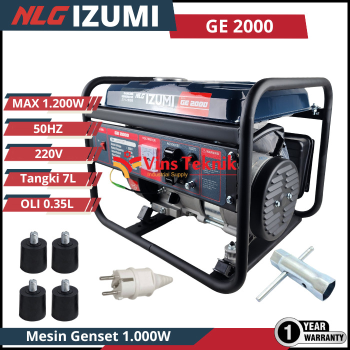 PROMO IZUMI GE2000 Mesin Genset Listrik 1000 watt Genset Bensin Generator Listrik GE 2000