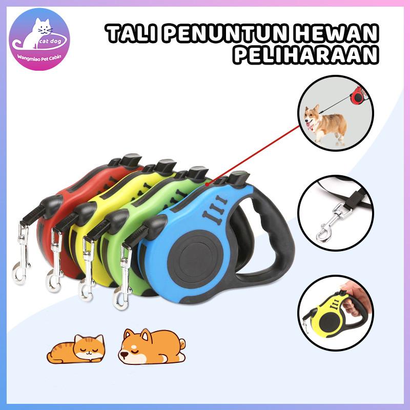 aksesoris hewan peliharaan tali hewan peliharaan otomatis dan fleksibel bisa panjang dan pendek deng