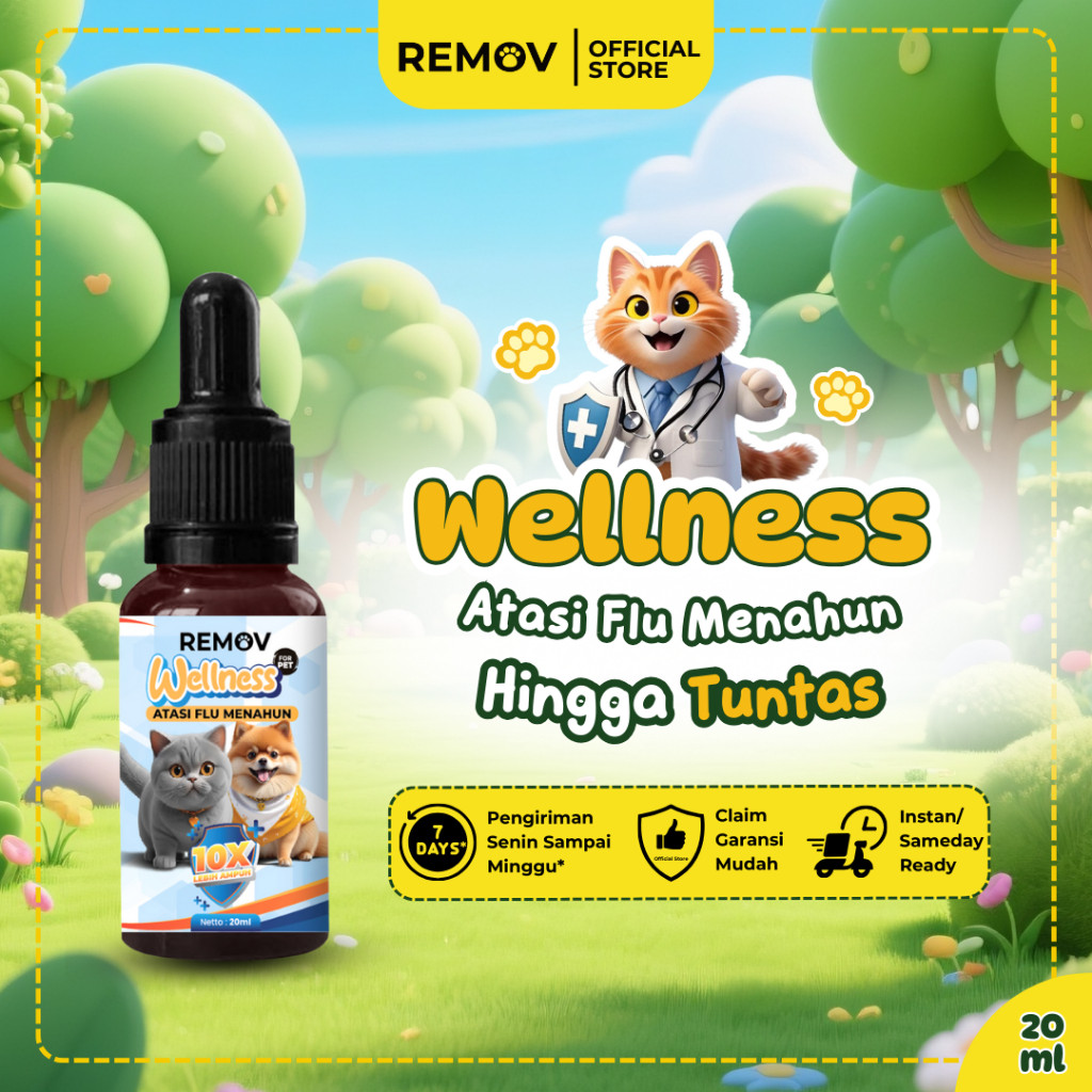 REMOV Wellness Obat Flu Kucing & Anjing 20ml Obat Batuk Pilek Demam Ampuh Aman untuk Hamil Menyusui