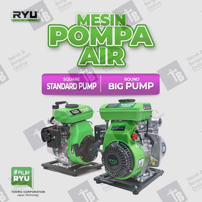 RYU Mesin Pompa Air Diameter 1.5 inch 5 HP RS15CX / Gasoline Waterpump RS15CX ( Big / Standard ) Ori