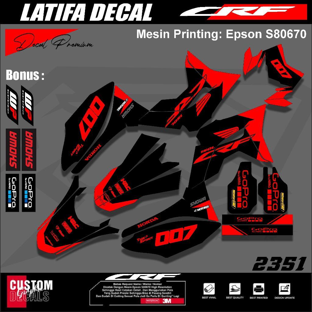 DECAL FULL BODY CRF 150L SUPERMOTO SIMPEL - STICKER CRF HITAM MERAH SIMPLE SUPERMOTO