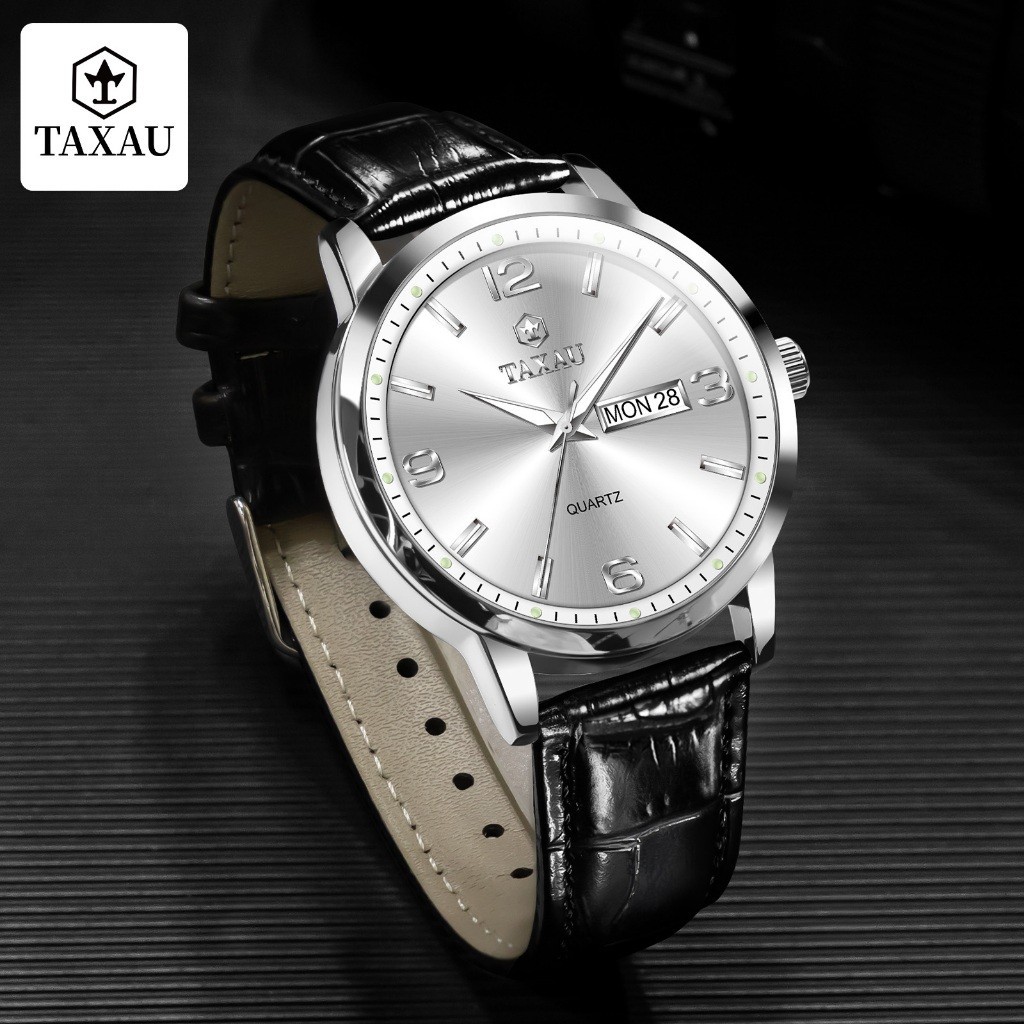 TAXAU Jam Tangan Pria Anti Air Business Executive Jam Tangan Laki-Laki Tali Kulit Original 100% Anal
