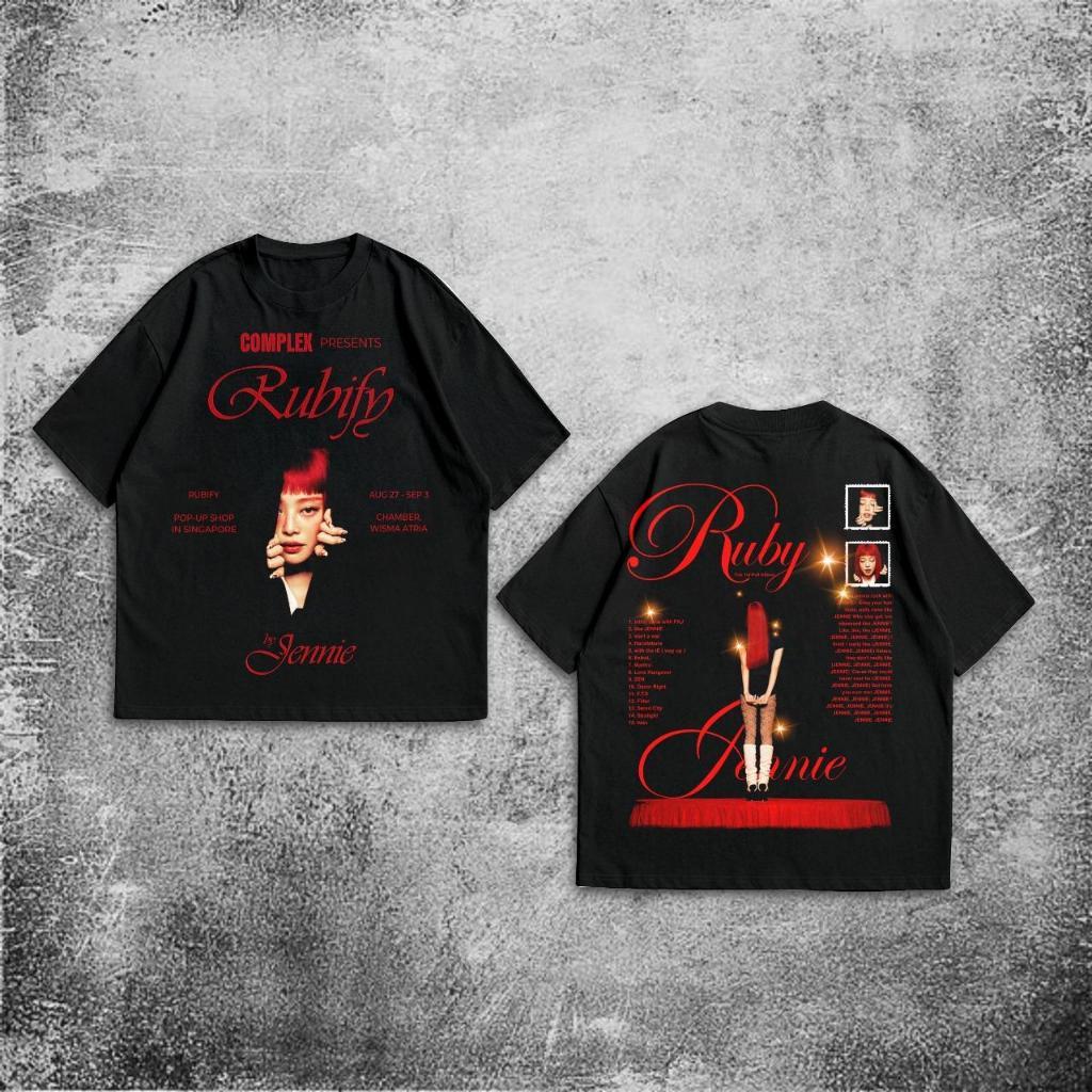 COD Baju Kaos P&B Oversize Jennie Ruby - T Shirt Vintage Jennie Black Pink Oversized Black 20s