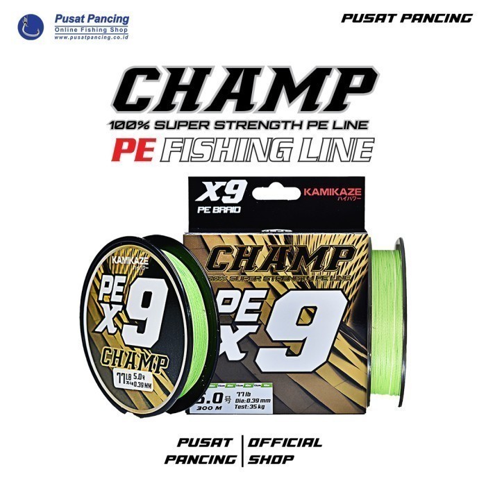 Senar Pancing PE KAMIKAZE CHAMP X9 300meter Flame Green - PE 1.5 - 4.0 - PE 1.5