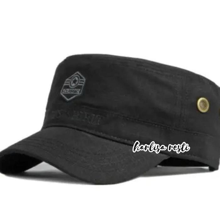 TOPI KOMANDO PRIA KATUN ASLI/TOPI SPORT SPIRIT ASLI PRIA MODEL KOMANDO - Hitam