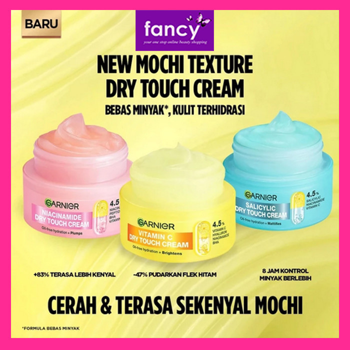GARNIER Dry Touch Mochi Cream Moisturizer 30mL | Pelembab Wajah Mencerahkan Wajah Mochi Texture