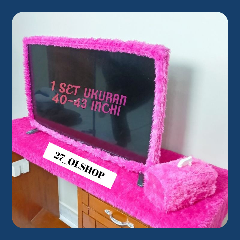 Bando Tv led 43inch + Taplak Meja Ruang Tamu Ukuran 150x50cm + Sarung Tisu Bulu Rasfur 3 in 1