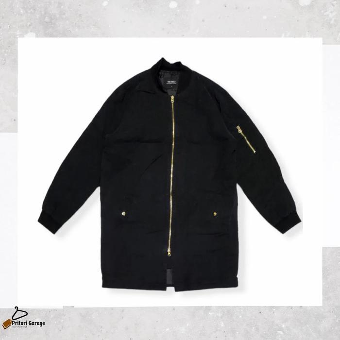 Long Bomber Canvas Jacket Muji Japan All Black Color "Vintage"