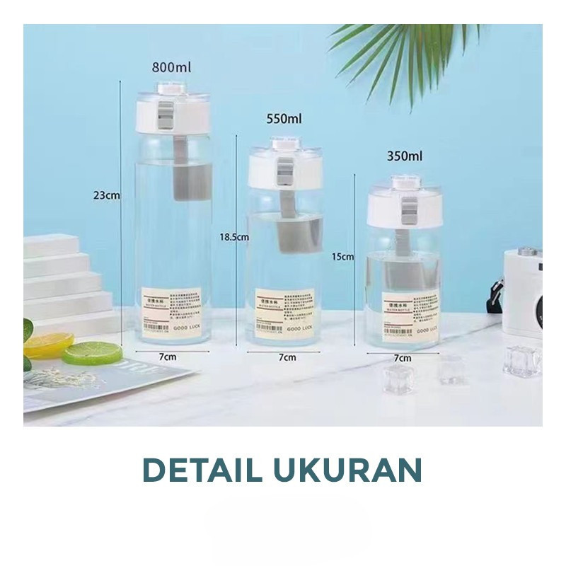 GROWSIR Botol Air Minum Infuser / Botol Minum Putih Transparan / Botol Bening Estetik 350 500 800ml