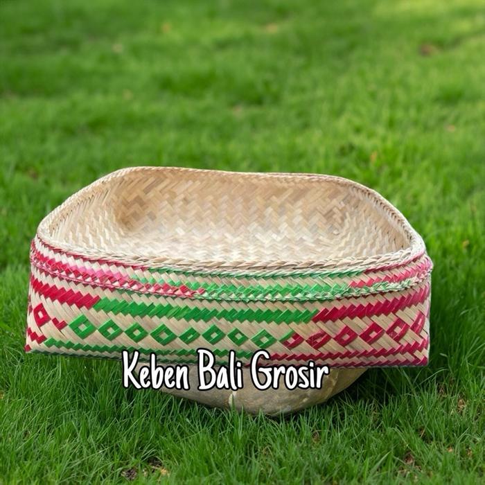 KEPE BANGLI 32 x 32 || BOKor bambu bangli | Wadah Sodan || Kepe Ulatan Bangli - Hijah Merah