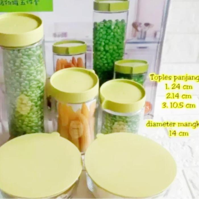 Food Container Glass Set / Wadah Saji Glass set 5 pcs