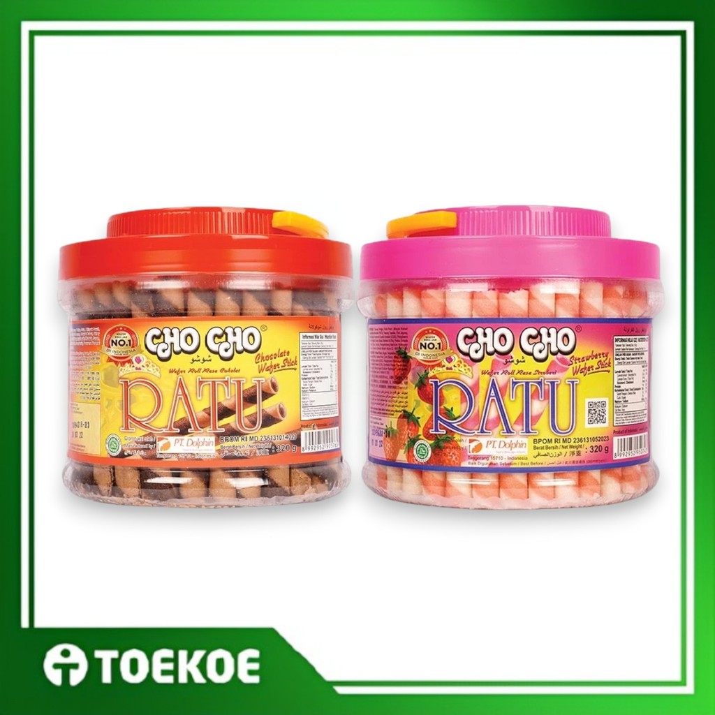 TOEKOE Cho Cho Ratu Wafer Stick Astor Chocolate Strawberry 320gr / Makanan Ringan